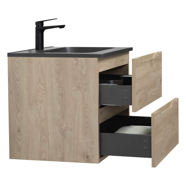 Combo 24'' Floating Single Vanity with Matte Black Countertop TONA Bathroom Furniture