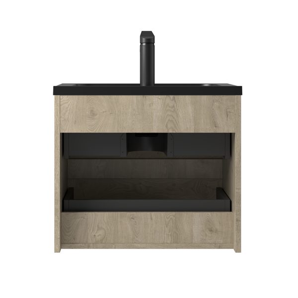 Combo 24'' Floating Single Vanity with Matte Black Countertop TONA Bathroom Furniture