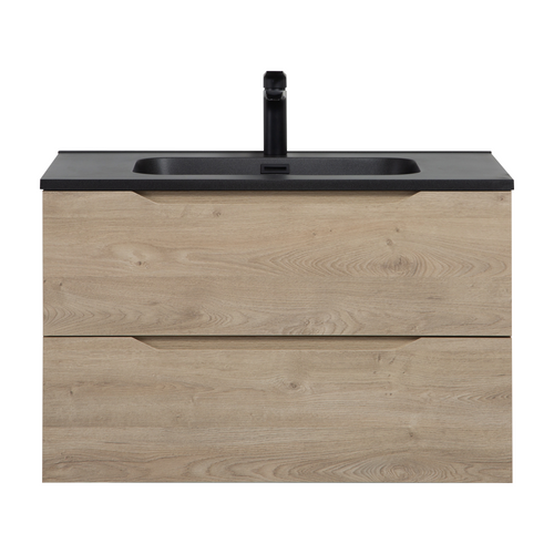 Combo 32'' Floating Single Vanity with Matte Black Countertop TONA Bathroom Furniture