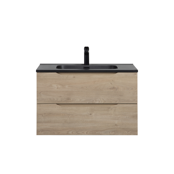 Combo 32'' Floating Single Vanity with Matte Black Countertop TONA Bathroom Furniture