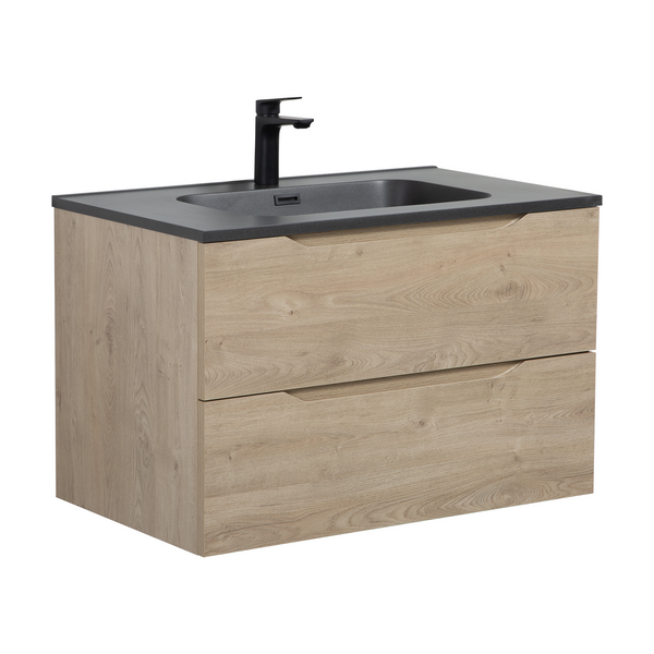 Combo 32'' Floating Single Vanity with Matte Black Countertop TONA Bathroom Furniture