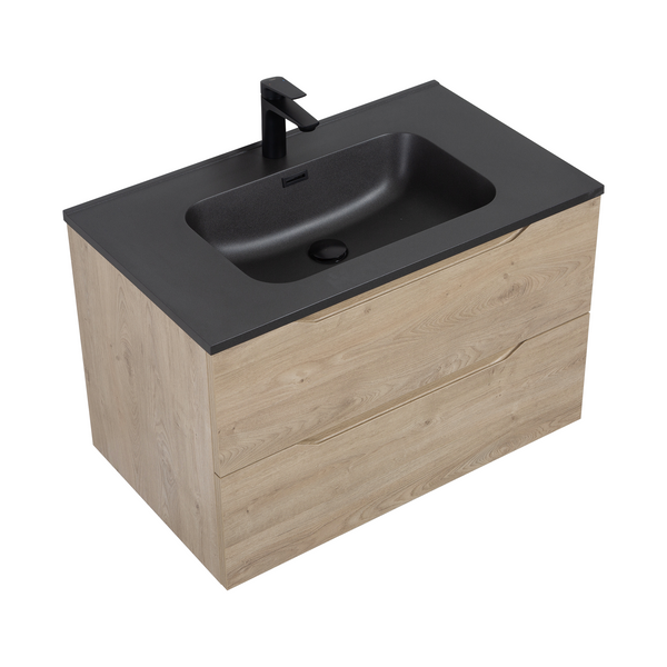 Combo 32'' Floating Single Vanity with Matte Black Countertop TONA Bathroom Furniture