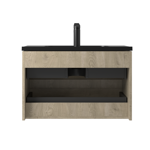 Combo 32'' Floating Single Vanity with Matte Black Countertop TONA Bathroom Furniture