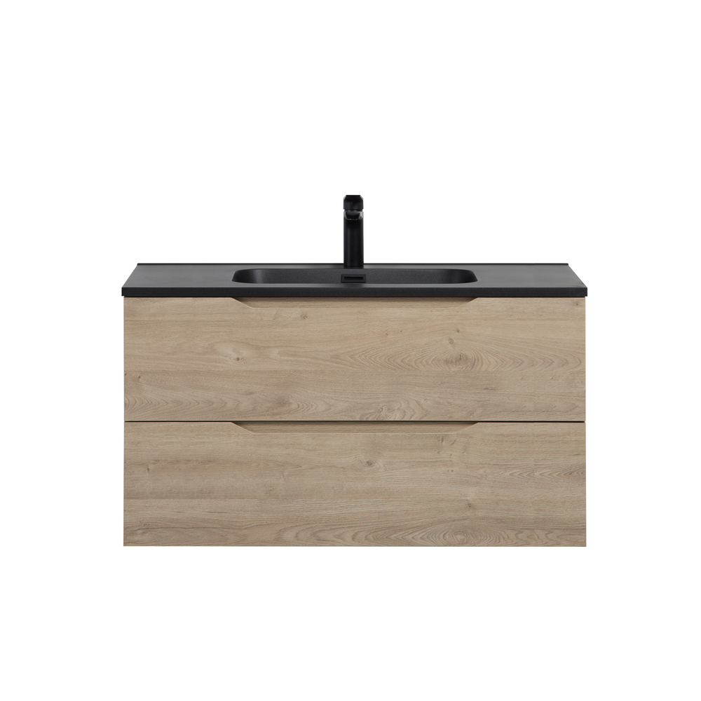 Combo 36'' Floating Single Vanity with Matte Black Countertop TONA Bathroom Furniture