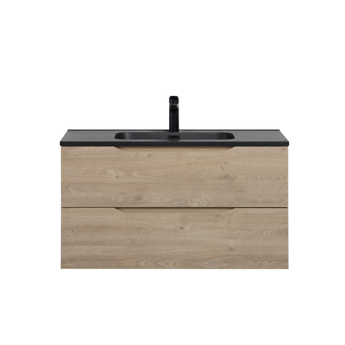 Combo 36'' Floating Single Vanity with Matte Black Countertop TONA Bathroom Furniture