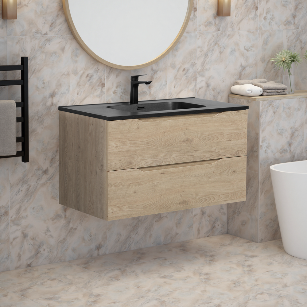 Combo 36'' Floating Single Vanity with Matte Black Countertop TONA Bathroom Furniture