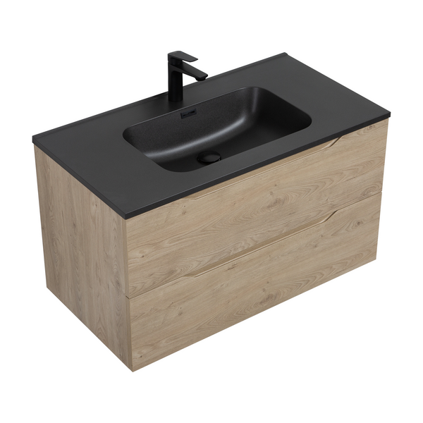 Combo 36'' Floating Single Vanity with Matte Black Countertop TONA Bathroom Furniture