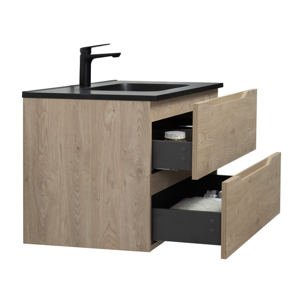 Combo 36'' Floating Single Vanity with Matte Black Countertop TONA Bathroom Furniture