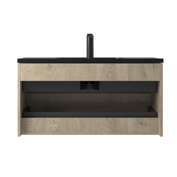 Combo 36'' Floating Single Vanity with Matte Black Countertop TONA Bathroom Furniture
