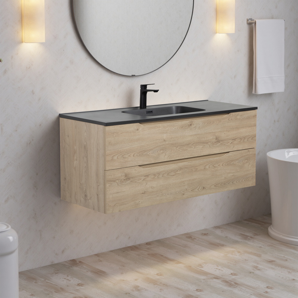 Combo 48'' Floating Single Vanity with Matte Black Countertop TONA Bathroom Furniture