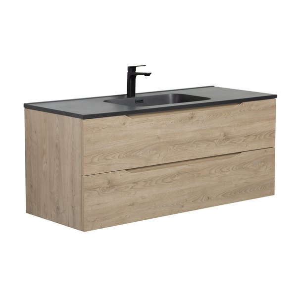 Combo 48'' Floating Single Vanity with Matte Black Countertop TONA Bathroom Furniture