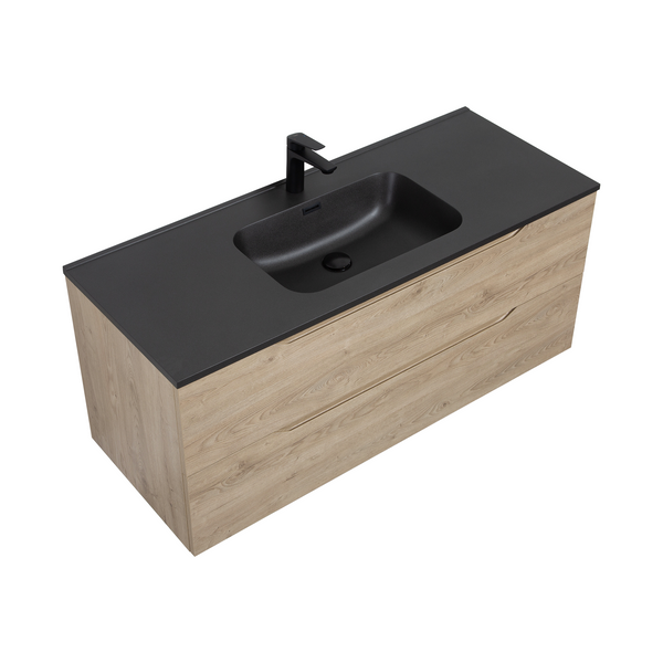 Combo 48'' Floating Single Vanity with Matte Black Countertop TONA Bathroom Furniture