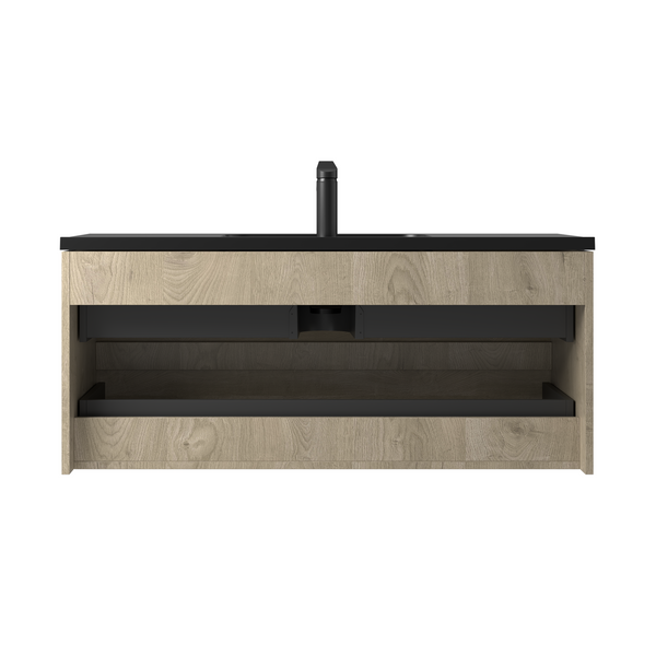 Combo 48'' Floating Single Vanity with Matte Black Countertop TONA Bathroom Furniture