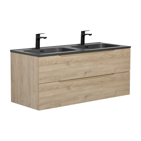 Combo 48'' Floating Double Vanity with Matte Black Countertop TONA Bathroom Furniture