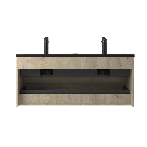 Combo 48'' Floating Double Vanity with Matte Black Countertop TONA Bathroom Furniture