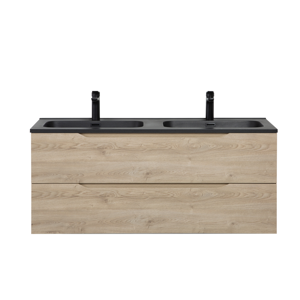 Combo 48'' Floating Double Vanity with Matte Black Countertop TONA Bathroom Furniture