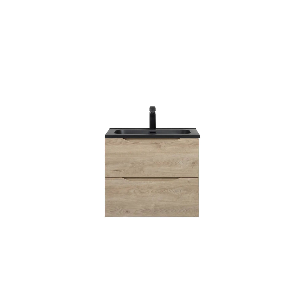 Combo 24'' Floating Single Vanity with Matte Black Countertop TONA Bathroom Furniture