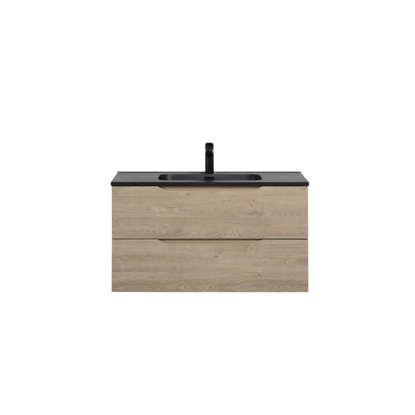 Combo 36'' Floating Single Vanity with Matte Black Countertop TONA Bathroom Furniture