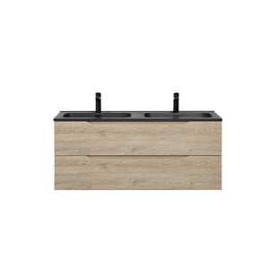 Combo 48'' Floating Double Vanity with Matte Black Countertop TONA Bathroom Furniture