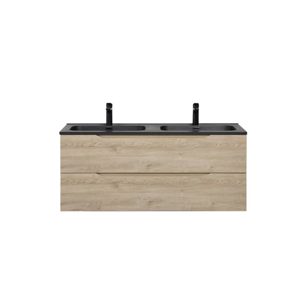 Combo 48'' Floating Double Vanity with Matte Black Countertop TONA Bathroom Furniture