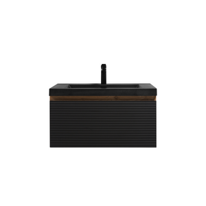 Crius 30'' Black Floating Single Vanity with Black Quartz Countertop TONA Bathroom Furniture