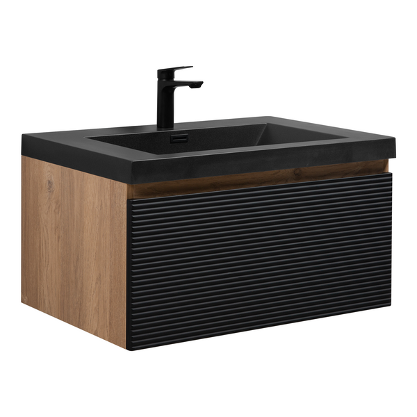 Crius 30'' Black Floating Single Vanity with Black Quartz Countertop TONA Bathroom Furniture