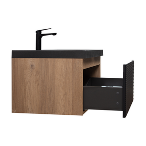 Crius 30'' Black Floating Single Vanity with Black Quartz Countertop TONA Bathroom Furniture