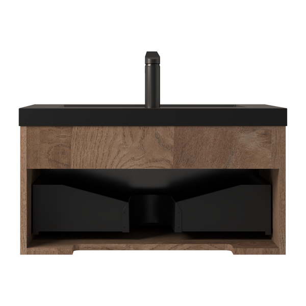 Crius 30'' Black Floating Single Vanity with Black Quartz Countertop TONA Bathroom Furniture