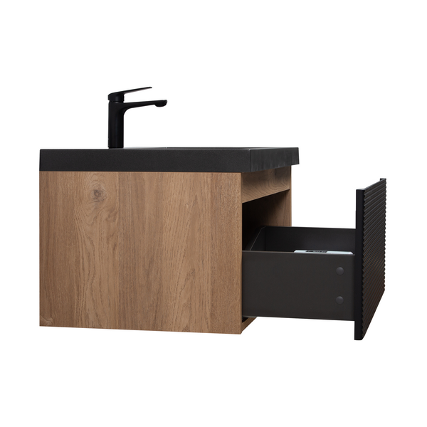 Crius 36'' Black Floating Single Vanity with Black Quartz Countertop TONA Bathroom Furniture