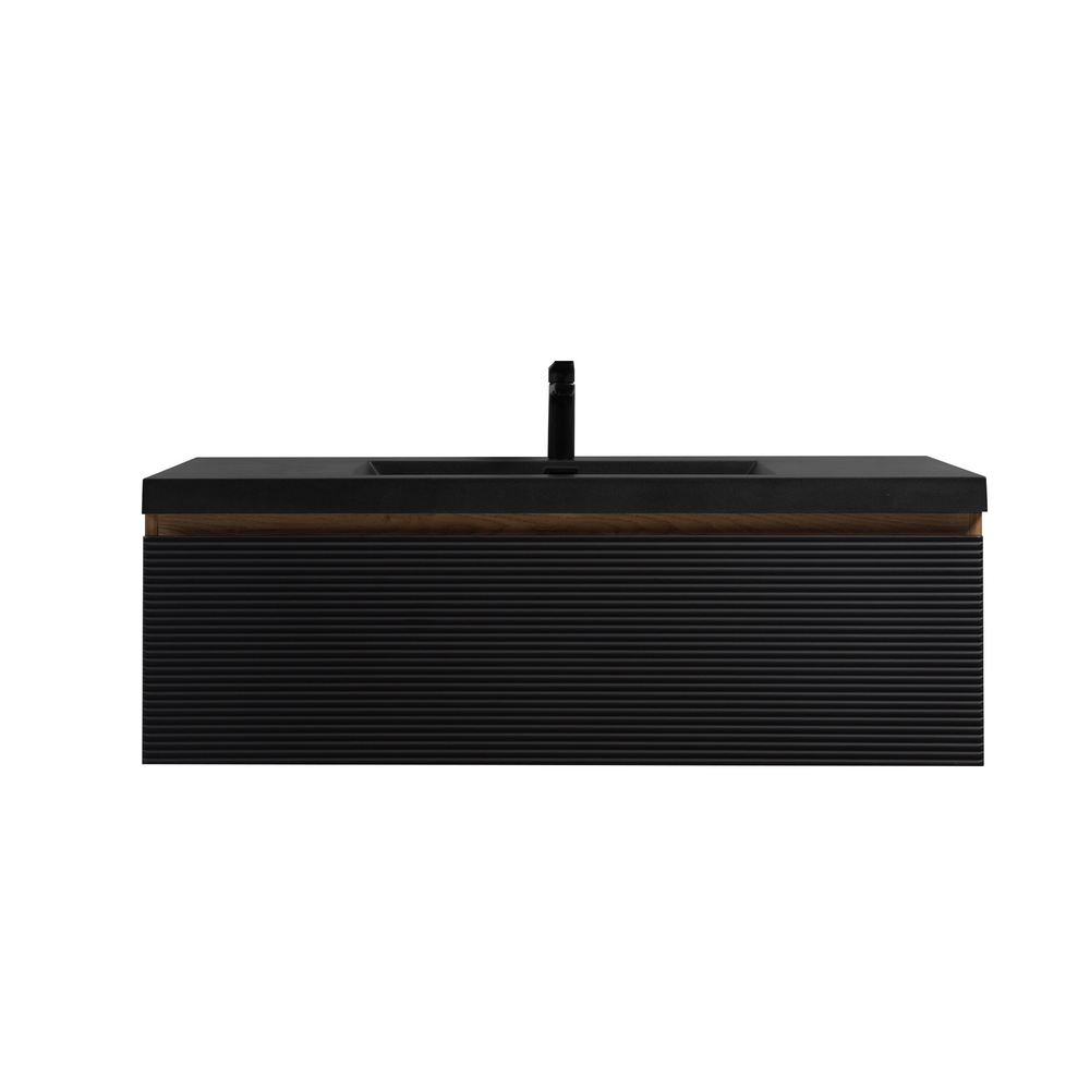 Crius 48'' Black Floating Single Vanity with Black Quartz Countertop TONA Bathroom Furniture