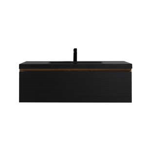Crius 48'' Black Floating Single Vanity with Black Quartz Countertop TONA Bathroom Furniture