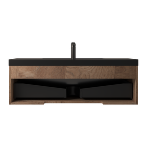 Crius 48'' Black Floating Single Vanity with Black Quartz Countertop TONA Bathroom Furniture