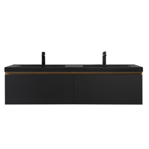 Crius 60'' Black Floating Double Vanity with Black Quartz Countertop TONA Bathroom Furniture
