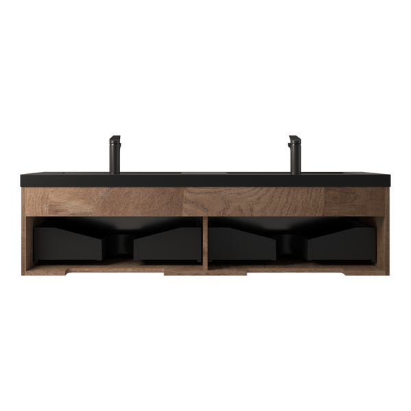 Crius 60'' Black Floating Double Vanity with Black Quartz Countertop TONA Bathroom Furniture