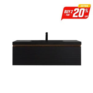 Crius 48'' Black Floating Single Vanity with Black Quartz Sands Countertop TONA Bathroom Furniture