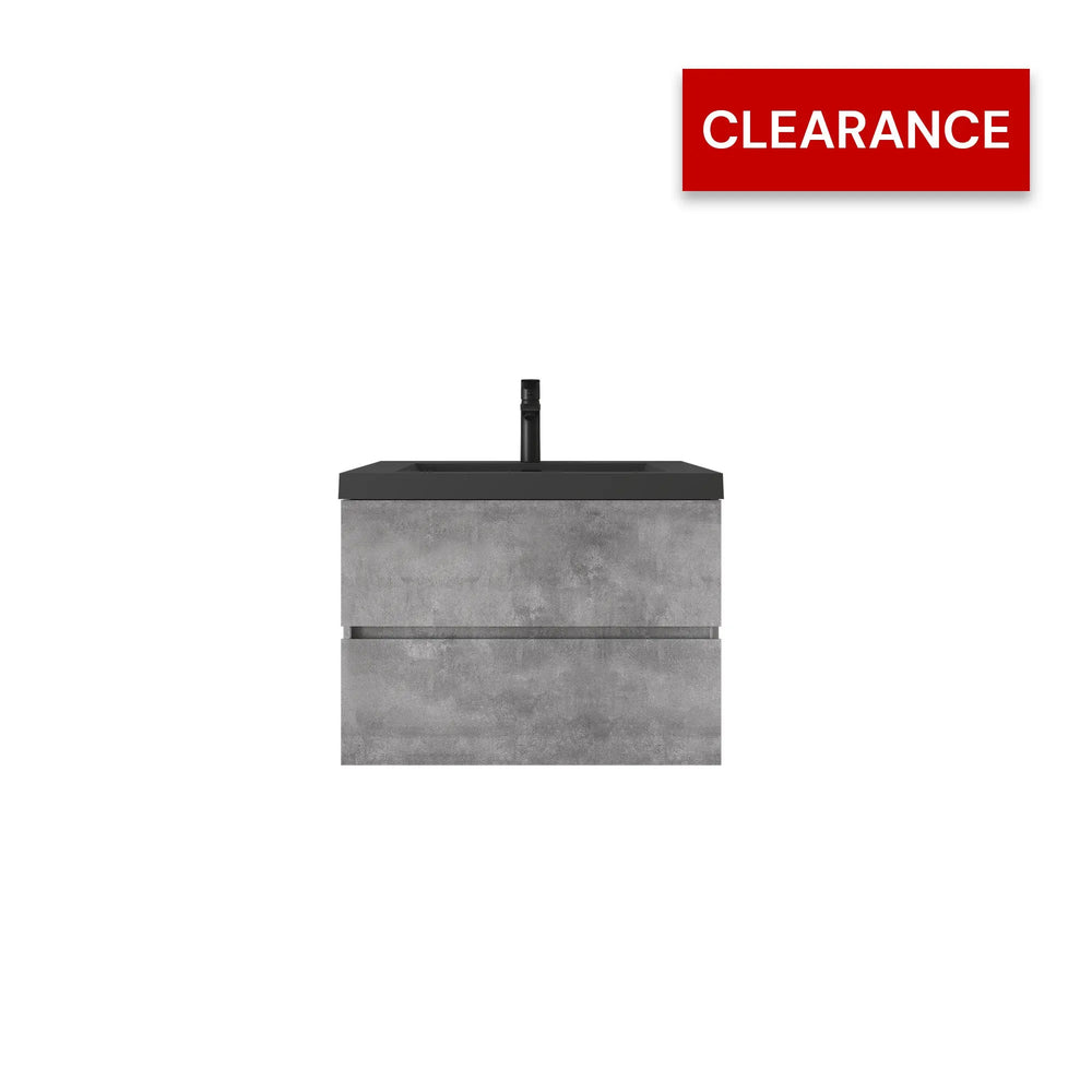 Edi 30'' Grey Single Sink Floating Bathroom Vanity with Black Quartz Sands Countertop TONA Bathroom Furniture