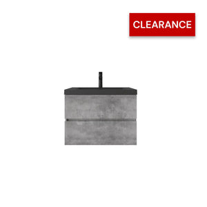Edi 30'' Grey Single Sink Floating Bathroom Vanity with Black Quartz Sands Countertop TONA Bathroom Furniture