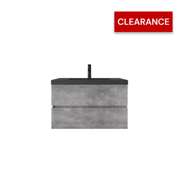 Edi 36'' Grey Single Sink Floating Bathroom Vanity with Black Quartz Sands Countertop TONA Bathroom Furniture