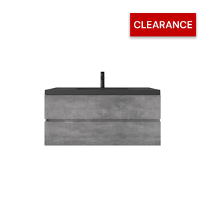 Edi 48'' Grey Single Sink Floating Bathroom Vanity with Black Quartz Sands Countertop TONA Bathroom Furniture