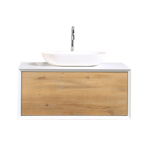 Fiona 36'' Floating Single Vanity with White Vessel Sink and U-Drawer TONA Bathroom Furniture