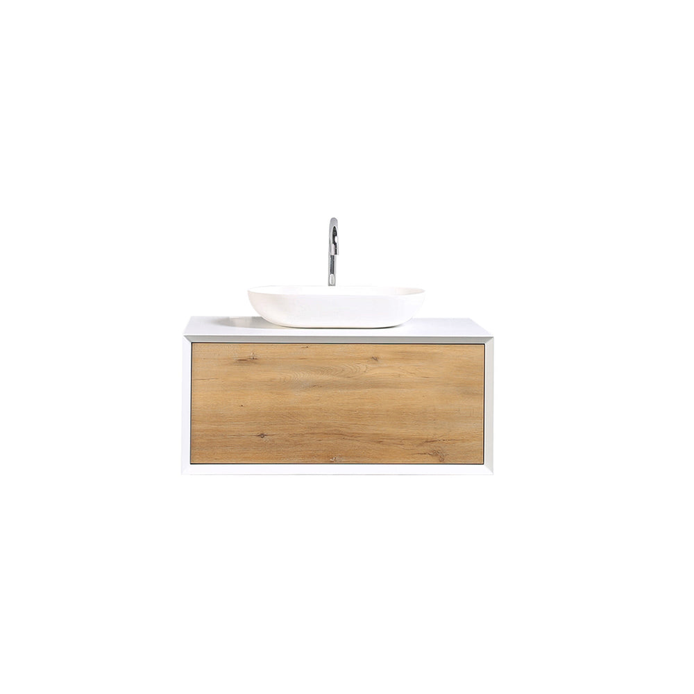 Fiona 36'' Floating Single Vanity with White Vessel Sink and U-Drawer TONA Bathroom Furniture