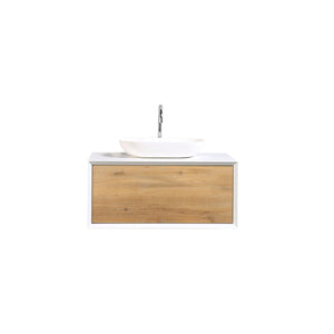 Fiona 36'' Floating Single Vanity with White Vessel Sink and U-Drawer TONA Bathroom Furniture