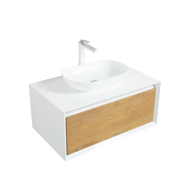 Fiona 36'' Floating Single Vanity with White Vessel Sink and U-Drawer TONA Bathroom Furniture