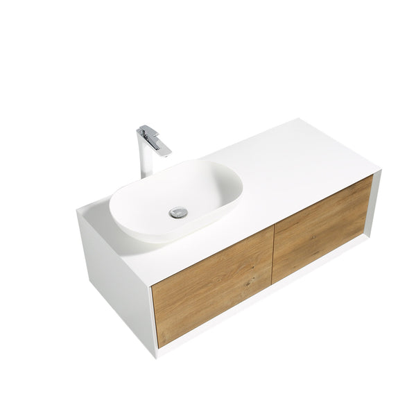 Fiona 48'' Floating Single Vanity with White Vessel Sink and U-Drawer TONA Bathroom Furniture
