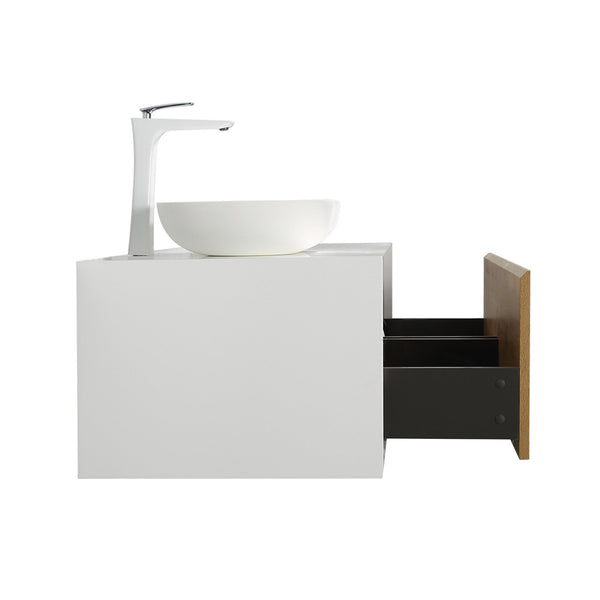 Fiona 48'' Floating Single Vanity with White Vessel Sink and U-Drawer TONA Bathroom Furniture
