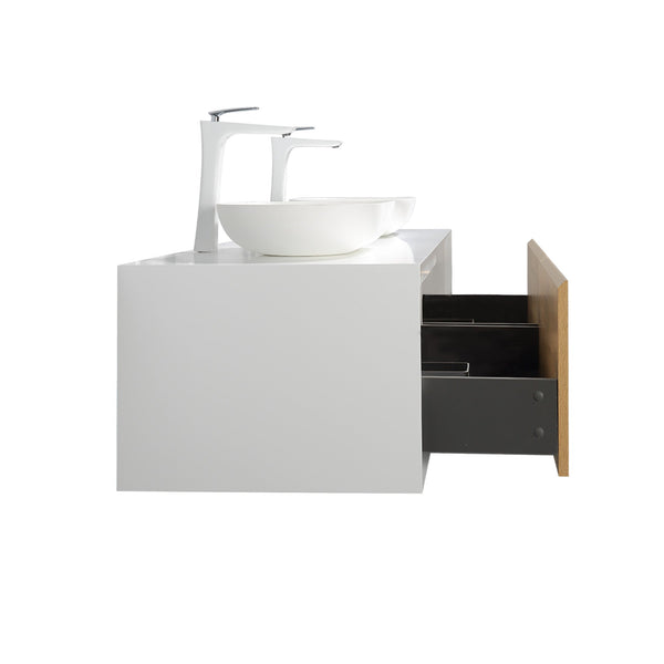 Fiona 72'' Floating Double Vanity with White Vessel Sink and U-Drawer TONA Bathroom Furniture
