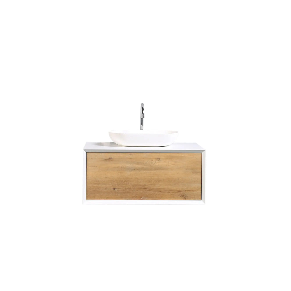 Fiona 36'' Floating Single Vanity with White Vessel Sink and U-Drawer TONA Bathroom Furniture