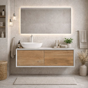 Fiona 48'' Floating Single Vanity with White Vessel Sink and U-Drawer TONA Bathroom Furniture