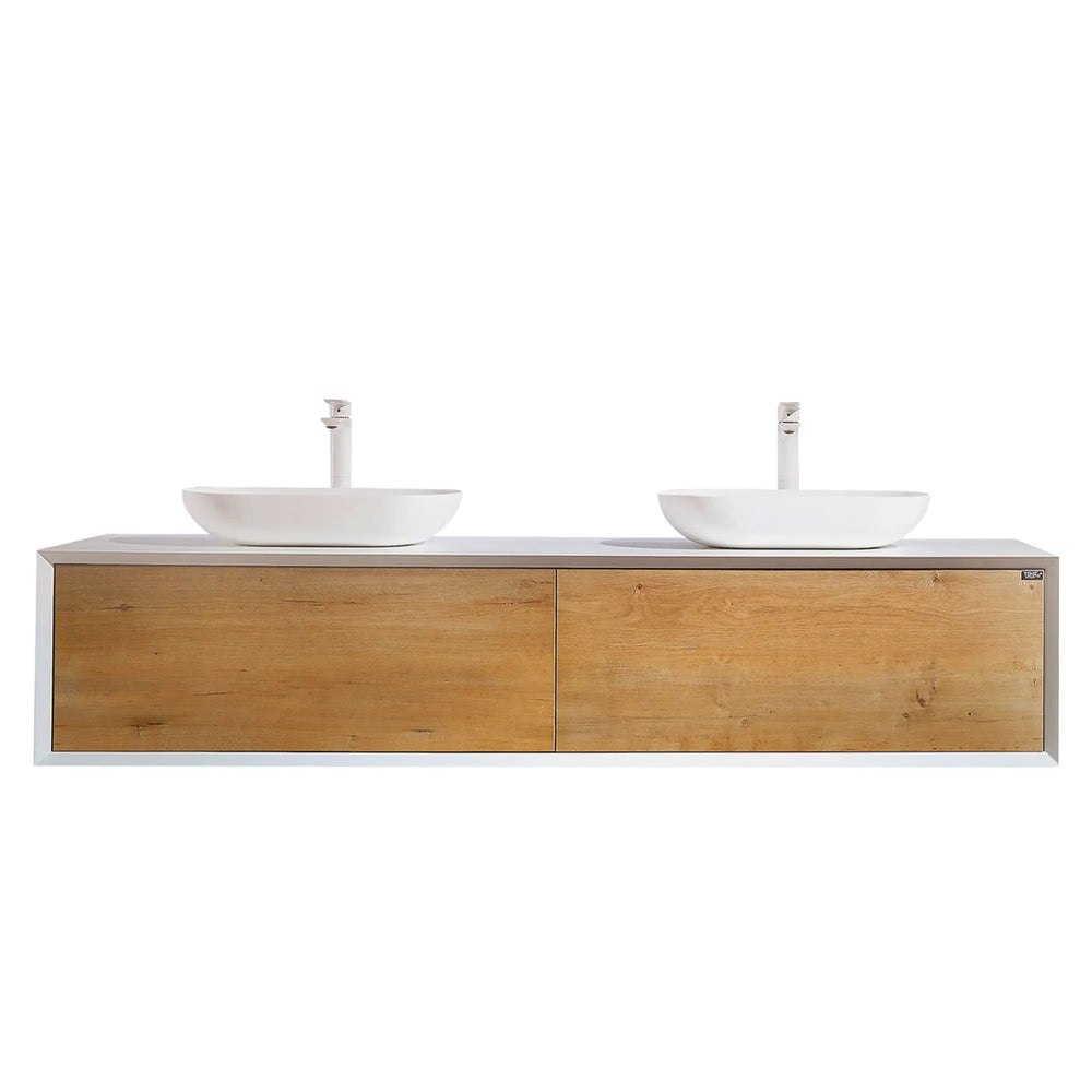 Fiona 72'' Floating Double Vanity with White Vessel Sink and U-Drawer TONA Bathroom Furniture