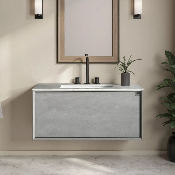 Freda 40'' Floating Vanity Single Sink with Ceramic Countertop TONA Bathroom Furniture